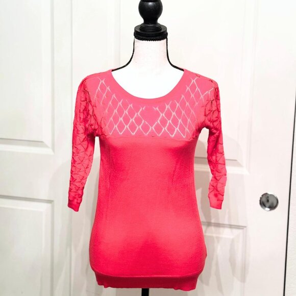 Hot Pink Three-Quarter Sleeve Knit Sweater by Sparrow (Anthropologie), Size XS - Picture 1 of 5